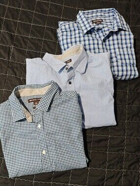 Lot of 3 Michael Kors Men’s Long Sleeve Blue Plaid Button Down Shirts Size XL
